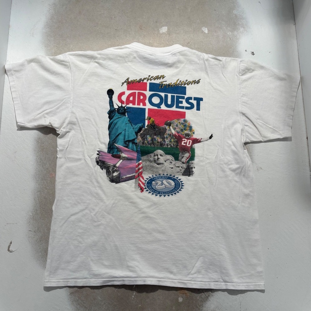 Vintage 90s Carquest Auto Parts 20th Anniversary T-Shirt Oneita XL White